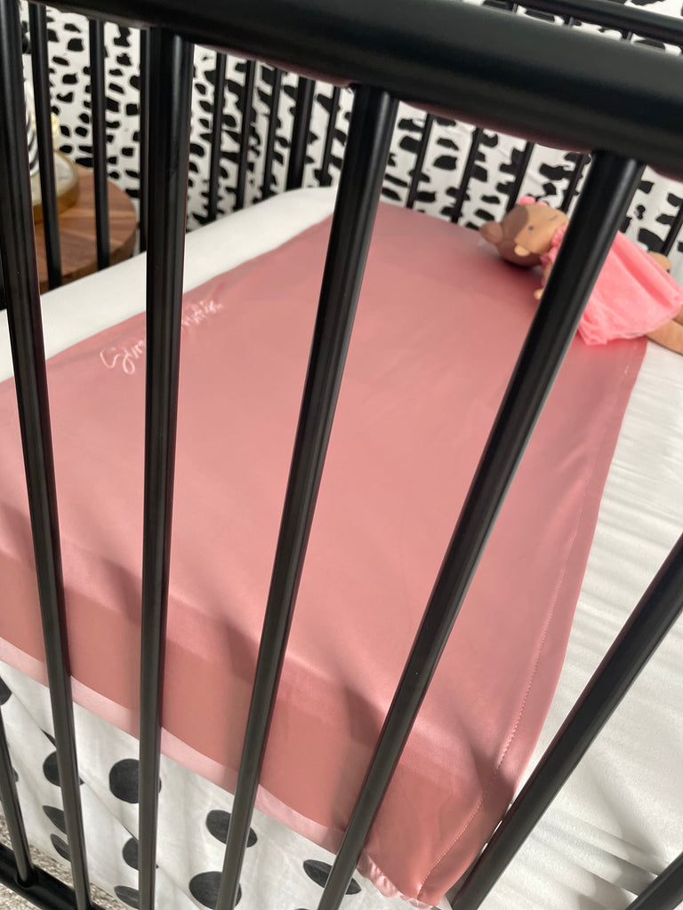2in1 Satin Crib Mattress Slip — Rosy Cheeks